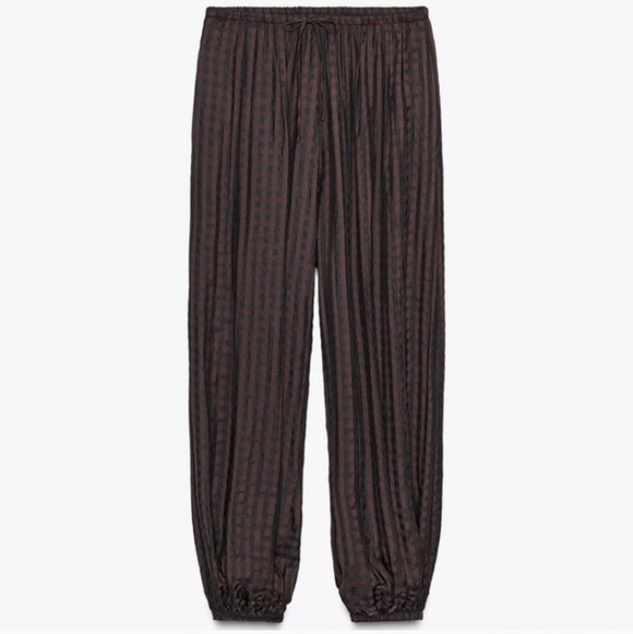 ZARA ZW COLLECTION GINGHAM BLOOMER PANTS - Picture 5 of 16